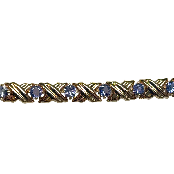 14 Karat Yellow Gold Round Tanzanites and Estate Bracelet Toner Jewelers Overland Park, KS