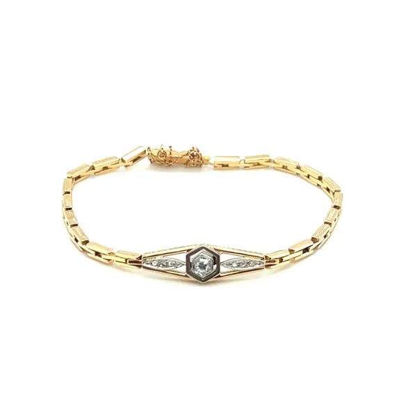 Estate 14 Karat Yellow Gold Vintage Link Diamond Bracelet Toner Jewelers Overland Park, KS