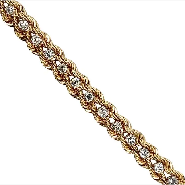 Estate 14K Yellow Gold Diamond Rope Chain Bracelet Image 2 Toner Jewelers Overland Park, KS