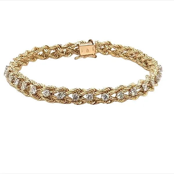 Estate 14K Yellow Gold Diamond Rope Chain Bracelet Toner Jewelers Overland Park, KS