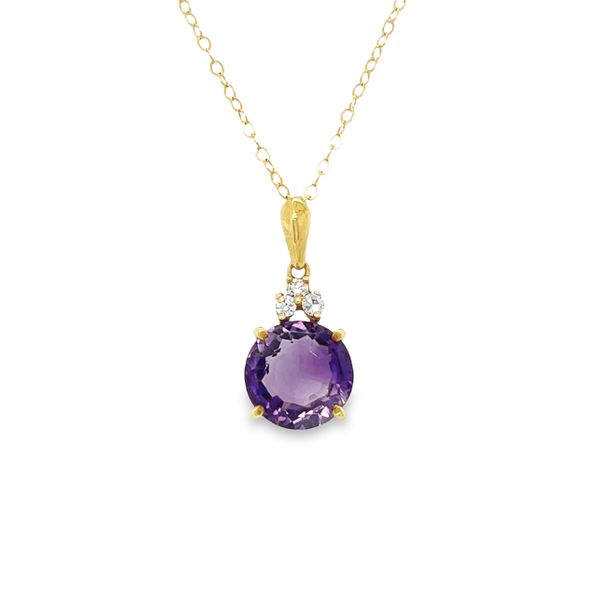Estate 14k Yellow Gold Amethyst and Diamond Pendant Toner Jewelers Overland Park, KS