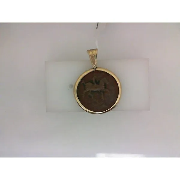 Estate 18k Yellow Gold Bezel Pendant with Ancient Coin Toner Jewelers Overland Park, KS