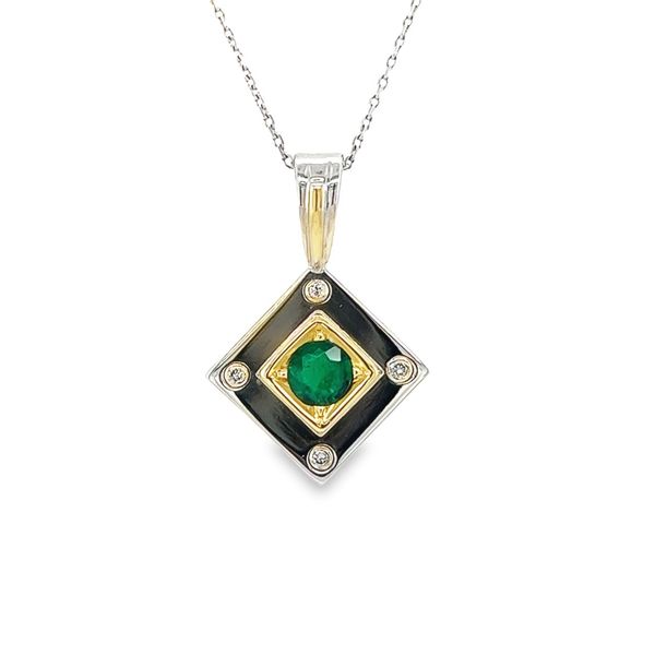 Estate 18k Gold Emerald and Diamond Pendant Toner Jewelers Overland Park, KS