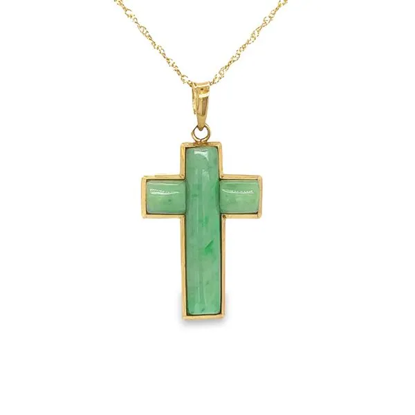 Estate 14k Yellow Gold Jade Cross Pendant Toner Jewelers Overland Park, KS