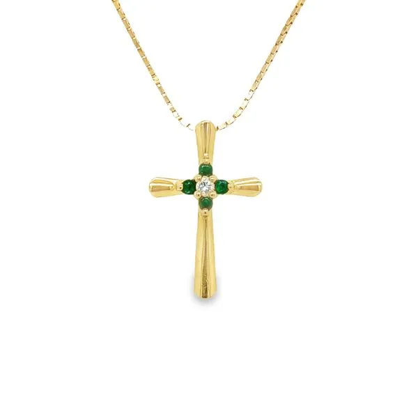 Estate 14k Emerald and Diamond Cross Pendant Toner Jewelers Overland Park, KS