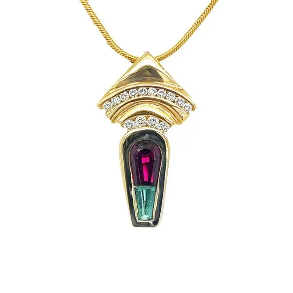 Estate14 Karat Yellow and White Gold Slide Pendant Image 2 Toner Jewelers Overland Park, KS