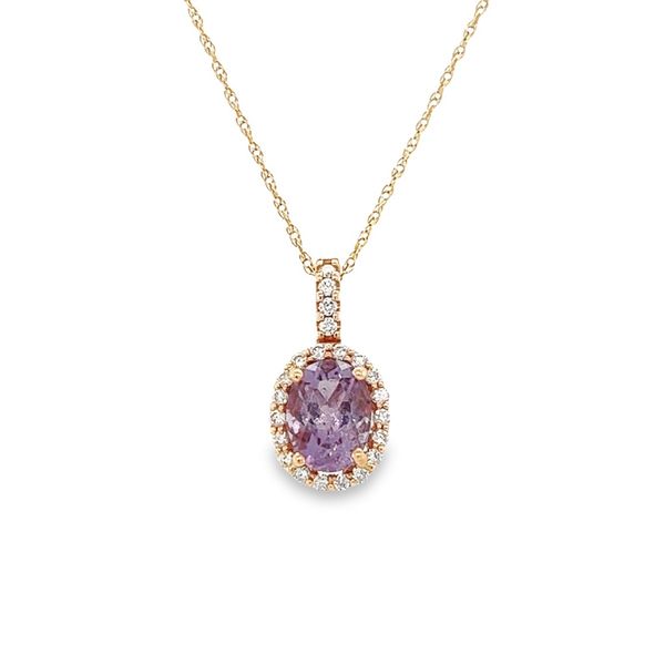 Estate 14K Rose Gold Amethyst and Diamond Halo Pendant Necklace Toner Jewelers Overland Park, KS