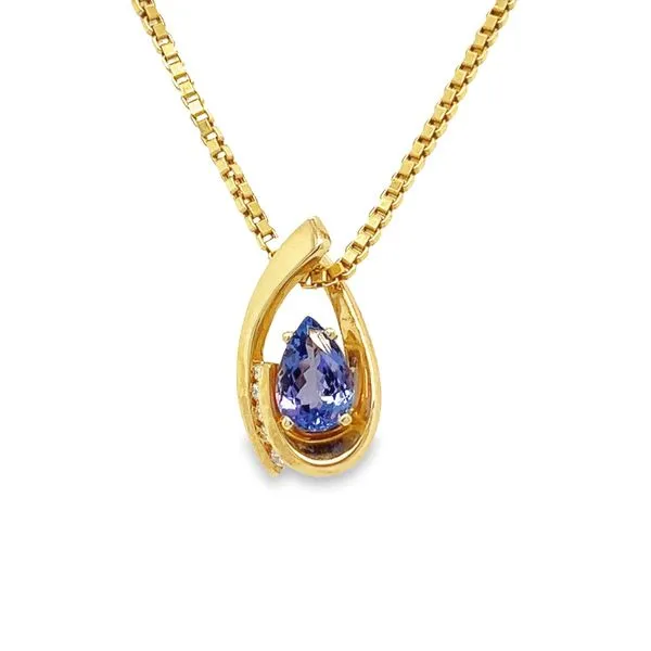 Estate 14k Yellow Gold Tanzanite and Diamond Pendant Toner Jewelers Overland Park, KS