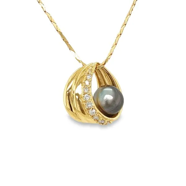 Estate 14k Black Pearl and Diamond Pendant Toner Jewelers Overland Park, KS