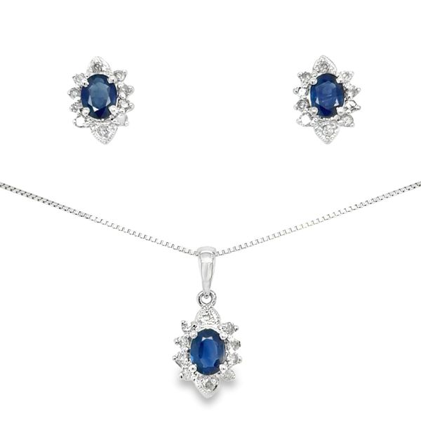 14k White Gold Sapphire Diamond Halo Studs Image 2 Toner Jewelers Overland Park, KS