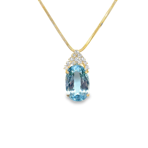 14k Yellow Gold Aquamarine & Diamond Pendant Toner Jewelers Overland Park, KS