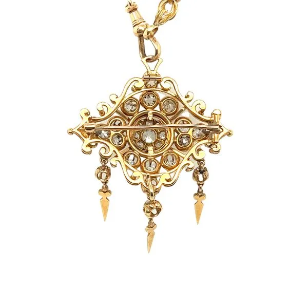 Estate 14k Yellow Gold Vintage Estate Diamond Pendant/Pin Necklace Image 2 Toner Jewelers Overland Park, KS