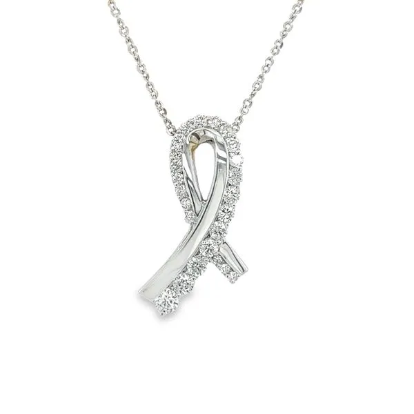 Estate 14k White Gold Diamond Ribbon Pendant Toner Jewelers Overland Park, KS