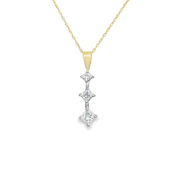 14 Karat White and Yellow Gold Princess Diamonds and Estate Diamond Pendant Toner Jewelers Overland Park, KS