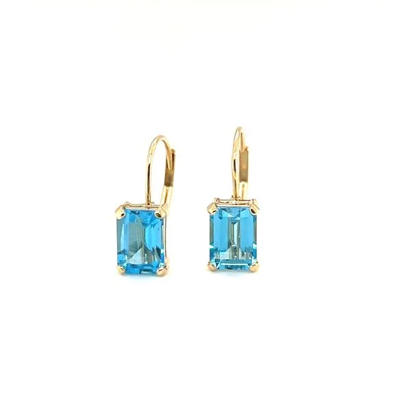 Estate 14 Karat Yellow Gold Leverback Blue Topaz Earrings Toner Jewelers Overland Park, KS