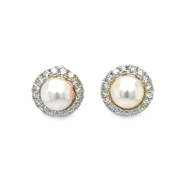 Estate 14k Pearl and Diamond Halo Earrings Toner Jewelers Overland Park, KS