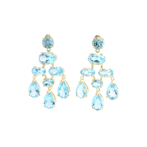 14k Yellow Gold Blue Topaz Chandelier Earrings Toner Jewelers Overland Park, KS