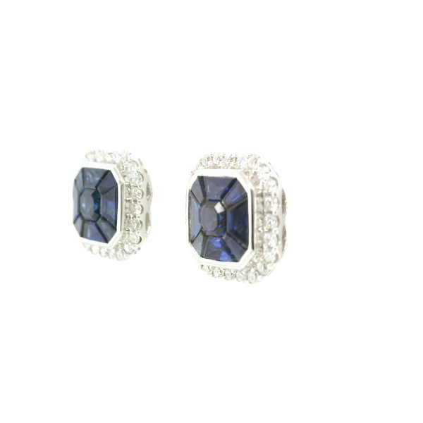 18K White Gold Sapphire & Diamond Earrings by Pravins Image 2 Toner Jewelers Overland Park, KS