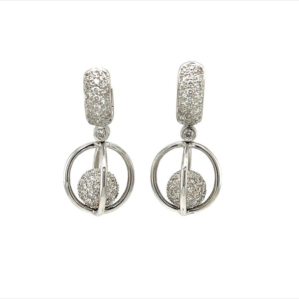 Estate 18 Karat White Gold Diamond Drop Earrings Image 2 Toner Jewelers Overland Park, KS