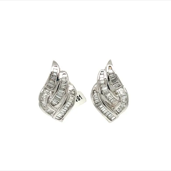 Estate 18 Karat White Gold Baguette Diamond Earrings Toner Jewelers Overland Park, KS