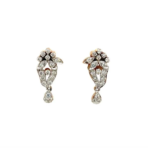 Estate 18 Karat White and Yellow Gold Diamond Drop Earrings Toner Jewelers Overland Park, KS