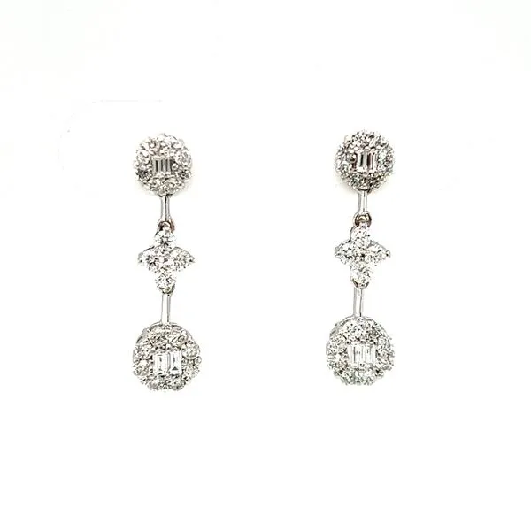Estate 14 Karat White Gold Diamond Dangle Earrings Toner Jewelers Overland Park, KS