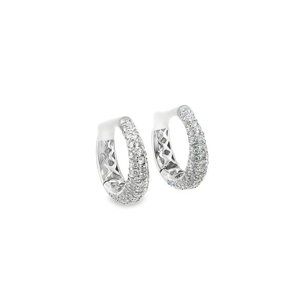 18k White Gold Chunky Pavé Diamond Hoops Image 2 Toner Jewelers Overland Park, KS