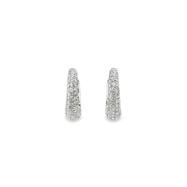 18k White Gold Chunky Pavé Diamond Hoops Toner Jewelers Overland Park, KS