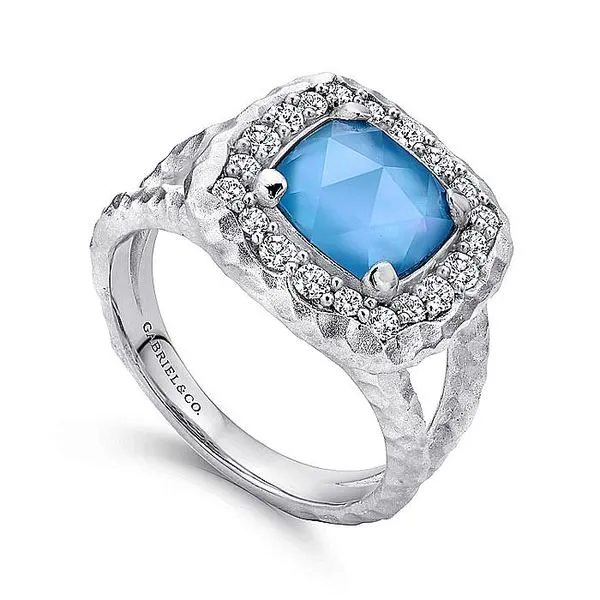 Gabriel & Co. Silver Turquoise Rock Crystal Ring Image 3 Toner Jewelers Overland Park, KS