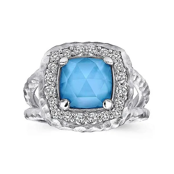 Gabriel & Co. Silver Turquoise Rock Crystal Ring Image 4 Toner Jewelers Overland Park, KS