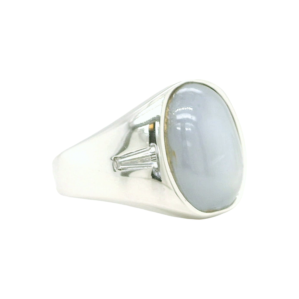 14k White Gold Star Sapphire Signet Ring Image 3 Toner Jewelers Overland Park, KS