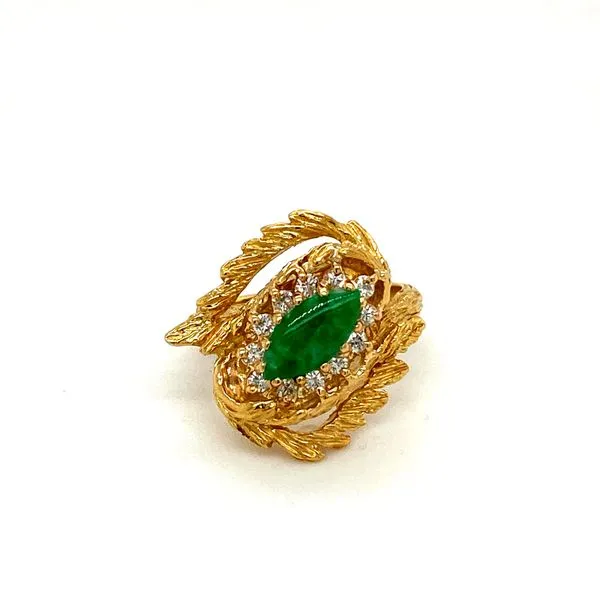 Estate 18k Yellow Gold Jade and Diamond Ring Toner Jewelers Overland Park, KS