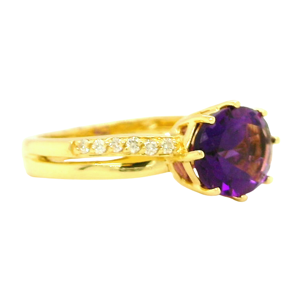 14k Yellow Gold Amethyst & Diamond Ring Image 3 Toner Jewelers Overland Park, KS