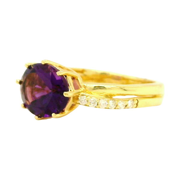 14k Yellow Gold Amethyst & Diamond Ring Image 4 Toner Jewelers Overland Park, KS