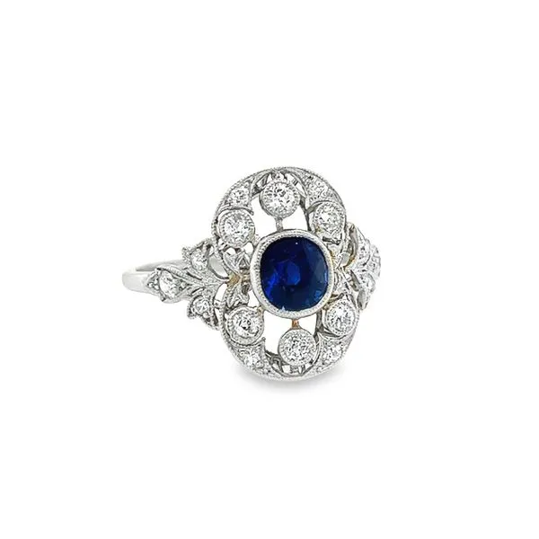 Estate Platinum Vintage Sapphire and Diamond Ring Image 2 Toner Jewelers Overland Park, KS