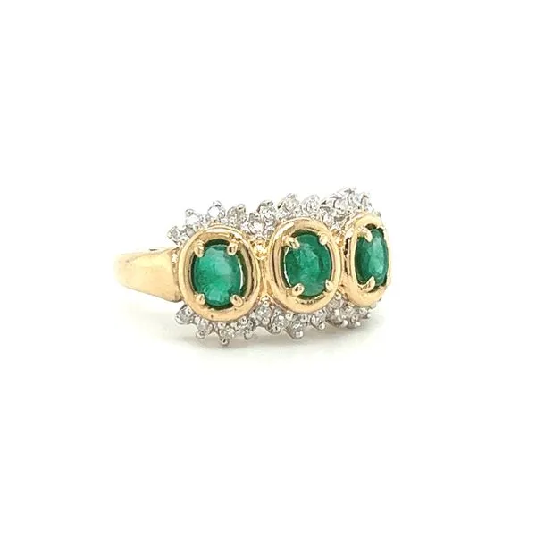 Estate 14 Karat White and Yellow Gold Emerald and Diamond Ring Image 2 Toner Jewelers Overland Park, KS