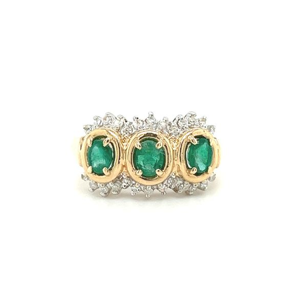Estate 14 Karat White and Yellow Gold Emerald and Diamond Ring Toner Jewelers Overland Park, KS