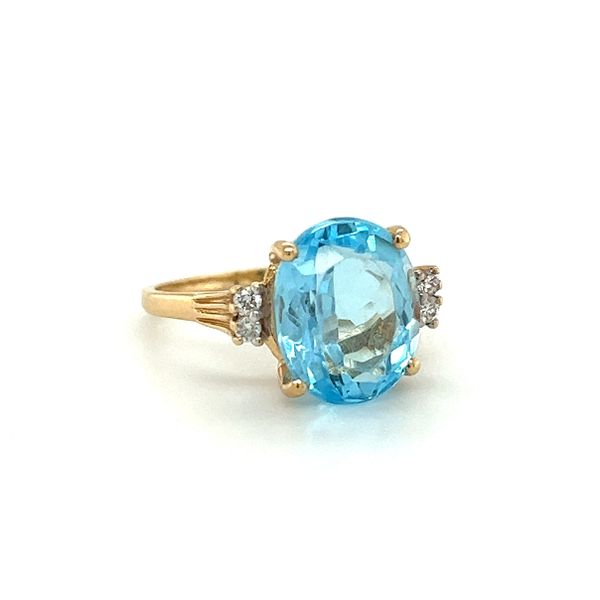 Estate14 Karat Yellow Gold Blue Topaz and Diamond Ring Image 2 Toner Jewelers Overland Park, KS