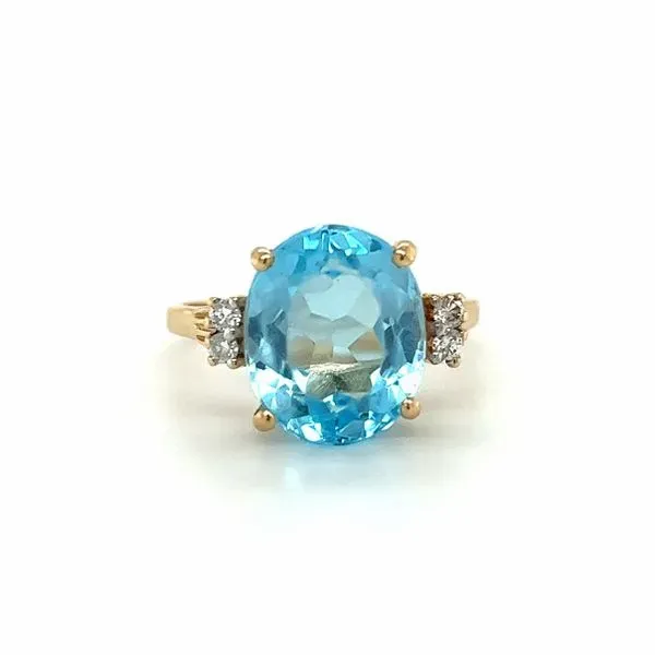 Estate14 Karat Yellow Gold Blue Topaz and Diamond Ring Toner Jewelers Overland Park, KS