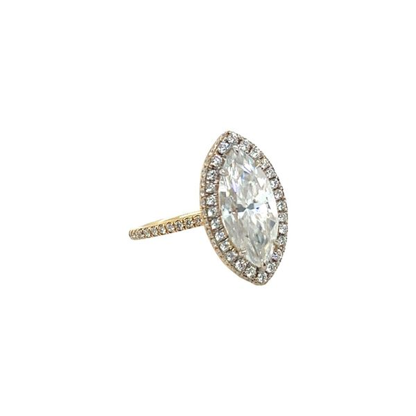 Estate 14 Karat Yellow Gold Moissanite and Diamond Halo Ring Image 2 Toner Jewelers Overland Park, KS