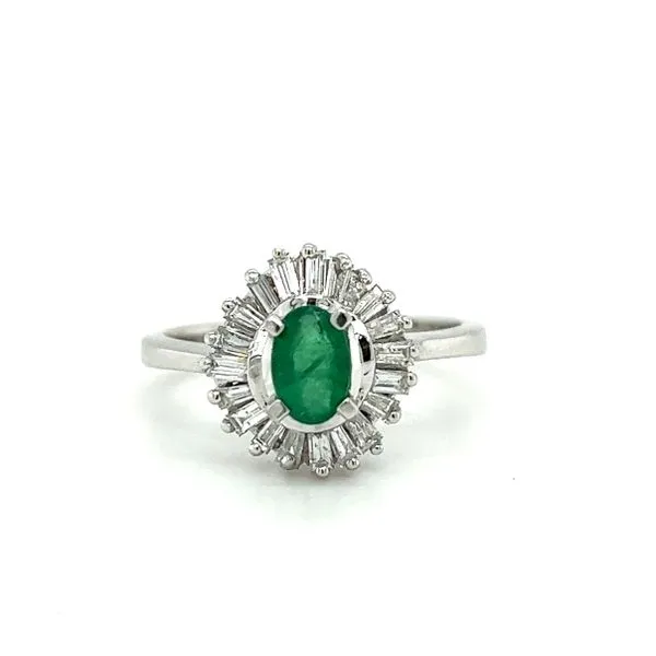 Estate 14 Karat White Gold Emerald and Diamond Ring Toner Jewelers Overland Park, KS