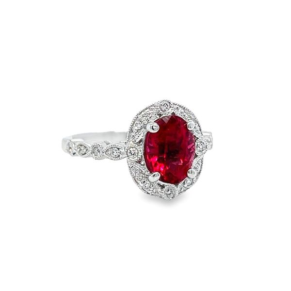 Estate 14 Karat White Gold Pink Tourmaline and Diamond Ring Image 2 Toner Jewelers Overland Park, KS