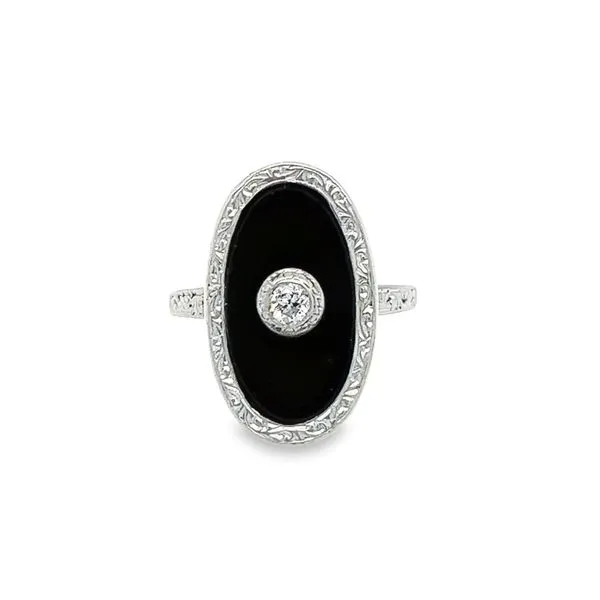 Estate 14 Karat White Gold Diamond and Onyx Ring Toner Jewelers Overland Park, KS