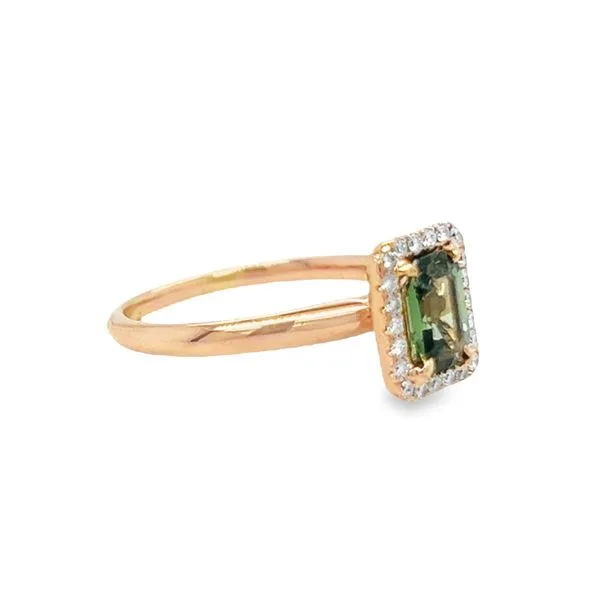 Estate 14k Rose Gold Green Sapphire and Diamond Ring Image 2 Toner Jewelers Overland Park, KS