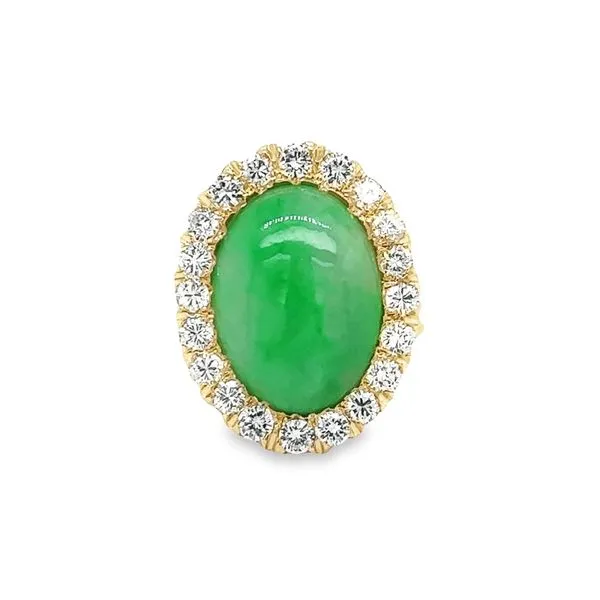 Estate 14k Yellow Gold Jade and Diamond Ring Image 2 Toner Jewelers Overland Park, KS