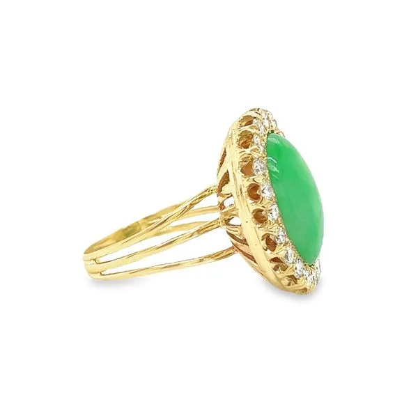 Estate 14k Yellow Gold Jade and Diamond Ring Image 3 Toner Jewelers Overland Park, KS