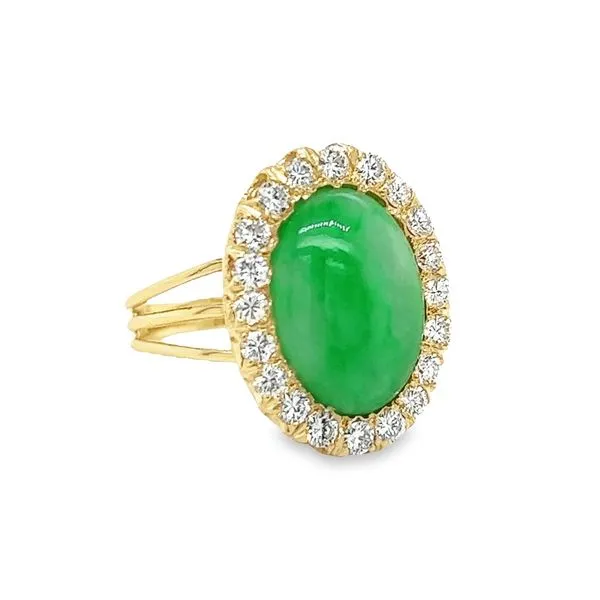 Estate 14k Yellow Gold Jade and Diamond Ring Toner Jewelers Overland Park, KS