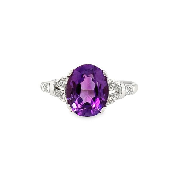 Estate 18k White Gold Amethyst and Diamond Ring Toner Jewelers Overland Park, KS