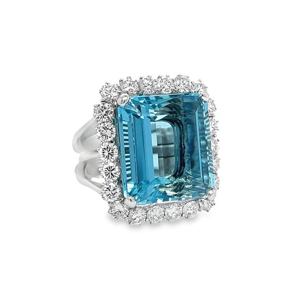 Estate 18k White Gold Aquamarine and Diamond Ring Image 2 Toner Jewelers Overland Park, KS
