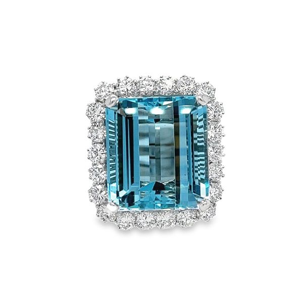 Estate 18k White Gold Aquamarine and Diamond Ring Toner Jewelers Overland Park, KS
